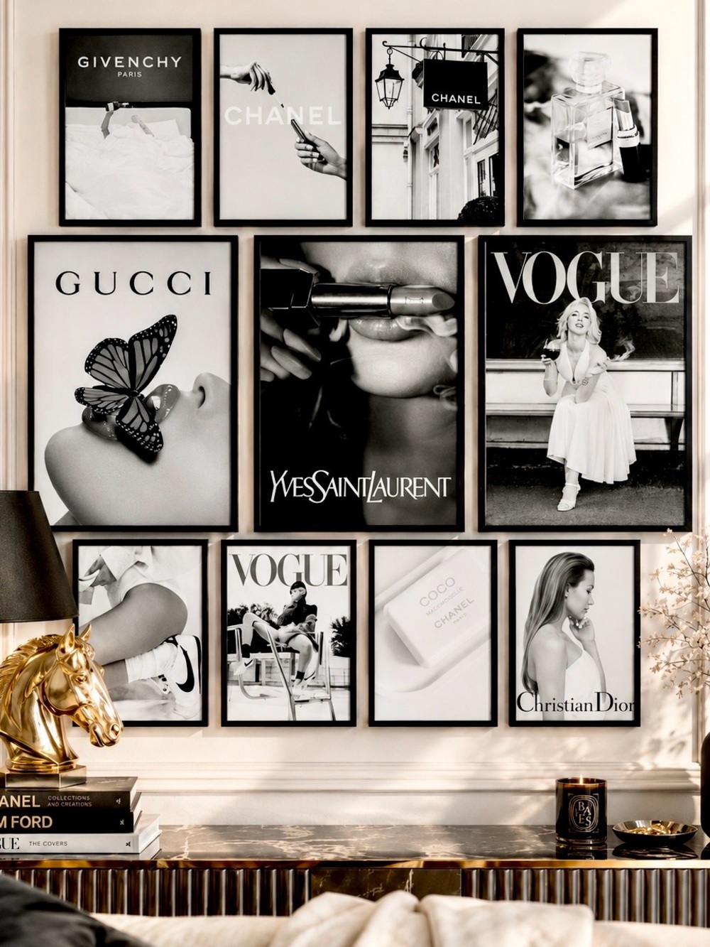 Pick any 5 Luxury B&W Fashion Prints | Chanel ~Vogue Designer Gallery Wall Decor